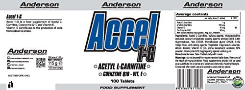 INTEGRATORE ANDERSON ACCEL 1-G ACETIL L CARNITINA TERMOGENICO ENERGETICO DIMAGRANTE BRUCIAGRASSI BURN 100cpr