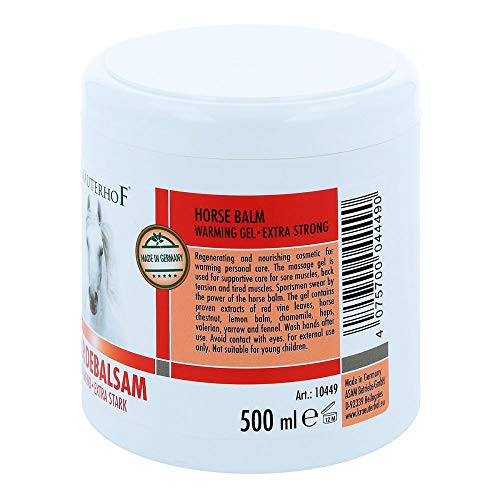 Kräuterhof Balsamo per cavalli riscaldante, extra forte, 500 ml, gel massaggiante