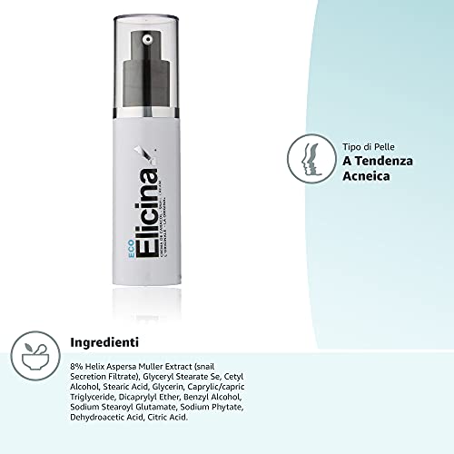 Elicina Eco - Crema viso per pelli normali, miste e grasse - Bava di lumaca, 50 ml
