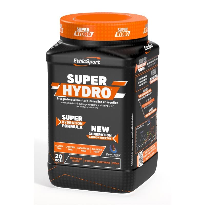 Super Hydro - Barattolo da 500 g - Gusto: Limone - Integratore alimentare idrosalino energetico con carboidrati di nuova generazione e vitamine B e C