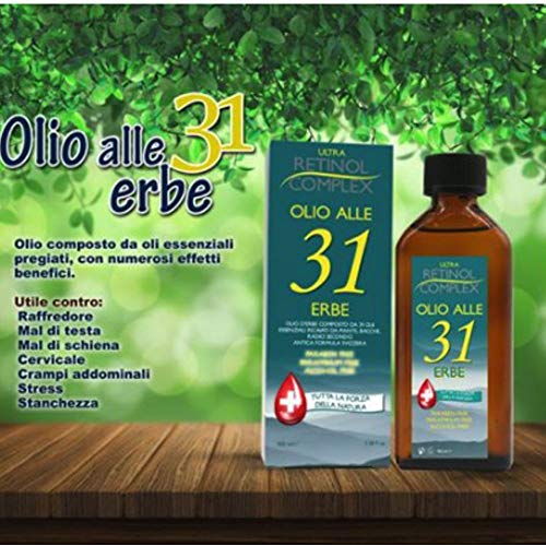 Retinol Complex Olio alle 31 Erbe senza Parabeni, Paraffina e Alcohol utile contro Mal di Testa e dolori al corpo con Cuffie Wireless Magnetiche in Omaggio - 100ml