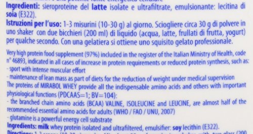 Volchem Mirabol Whey Protein 97%, Bianco, Natural, 750 Grammi