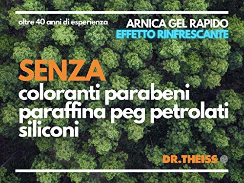 Dr Theiss Gel Arnica Canfora Olio di Rosmarino Mentolo 200 ml. Ideale per massaggio rapido. Oli essenziali effetto crioterapia rinfrescante rassodante per sollievo muscoli e articolazioni