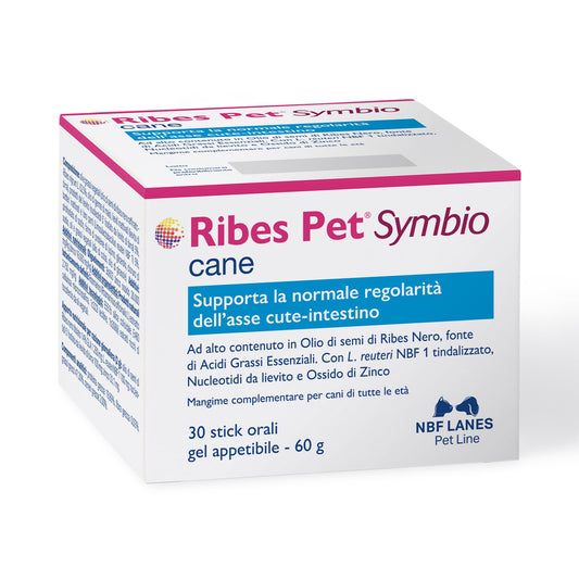NBF Lanes | Ribes Pet Symbio Cane, Gel Appetibili 30 bustine da 2g, Supporta la Normale Regolarità dell’Asse Cute-Intestino