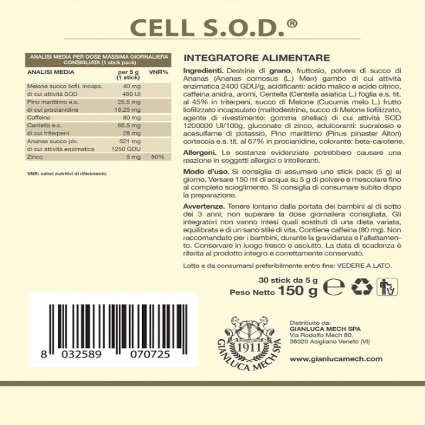 Cosmech Cell S.O.D. by Gianluca Mech - integratore alimentare - anticellulite Tisanoreica