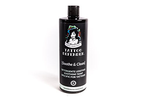 Tattoo Defender Soothe & Clean, 500ml - Detergente Lenitivo E Antibatterico, Garantisce Una Perfetta Igiene, Riduce Il Rossore E L' Irritazione, Dermatologicamente Testato