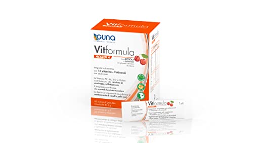 Guna Vitformula Acerola 30 Bustine Orosolubili - Integratore Alimentare con Acerola, Inositolo, 13 Vitamine e 9 Minerali