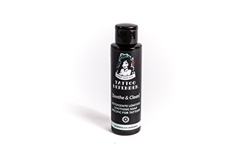 Tattoo Defender Soothe & Clean, 100ml - Detergente Lenitivo Ed Antibatterico Per Tatuaggi, Garantisce Una Perfetta Igiene, Riduce Il Rossore E L'Irritazione, Dermatologicamente Testato