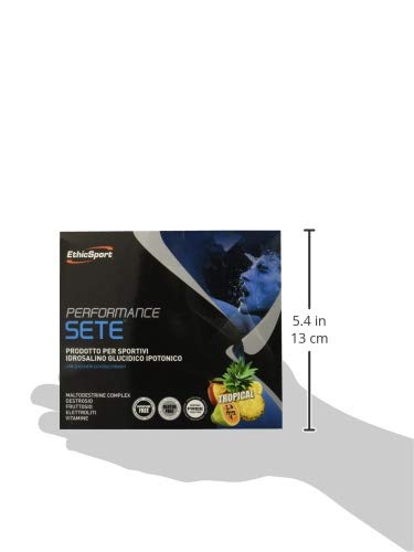 EthicSport - Performance Sete - Confezione da 14 buste x 22 gr - Gusto: Tropical - Integratore alimentare che contribuisce al mantenimento di prestazioni di resistenza ottimali durante l'attività