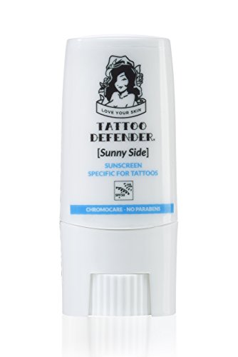 Tattoo Defender Sunny Side Stick, SPF 50+, 9ml - Stick Solare Ad Alta Protezione Specifico Per Tatuaggi, Li Mantiene Brillanti, Non Lascia Alone Bianco E Da Una Abbronzatura Omogenea, Waterproof