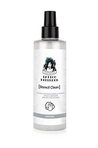 Tattoo Defender Stencil Clean, 200ml - Liquido Per Rimuovere Lo Stencil, Deterge La Pelle Dalle Impurità' Prima Di Iniziare Il Tatuaggio, Made In Italy