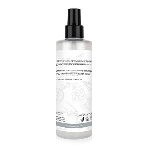 Tattoo Defender Stencil Clean, 200ml - Liquido Per Rimuovere Lo Stencil, Deterge La Pelle Dalle Impurità' Prima Di Iniziare Il Tatuaggio, Made In Italy