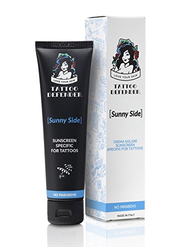 Tattoo Defender Sunny Side, SPF 30-50, 100 ml - Protezione Solare, Crema Per Tatuaggi li Mantiene Brillanti E Dona Un'Abbronzatura Omogenea