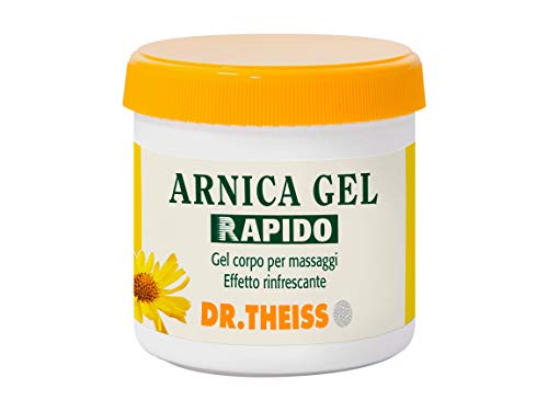Dr Theiss Gel Arnica Canfora Olio di Rosmarino Mentolo 200 ml. Ideale per massaggio rapido. Oli essenziali effetto crioterapia rinfrescante rassodante per sollievo muscoli e articolazioni
