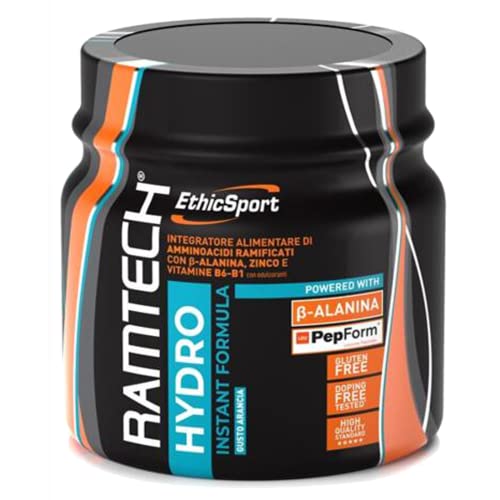 Ramtech Hydro - Barattolo da 250 gr - Gusto: arancia - Integratore alimentare di amminoacidi ramificati solubili per la dieta dello sportivo,. Aiuta a nutrire il muscolo e ridurre i tempi di recupero