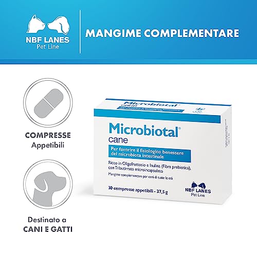 NBF Lanes | Microbiotal Cane, 30 Compresse Appetibili, per Favorire il Fisiologico Benessere del Microbiota Intestinale