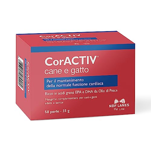 NBF Lanes | CorACTIV Cane e Gatto, 50 Perle Appetibili, per il Mantenimento della Normale Funzione Cardiaca di Cani e Gatti Adulti e Senior