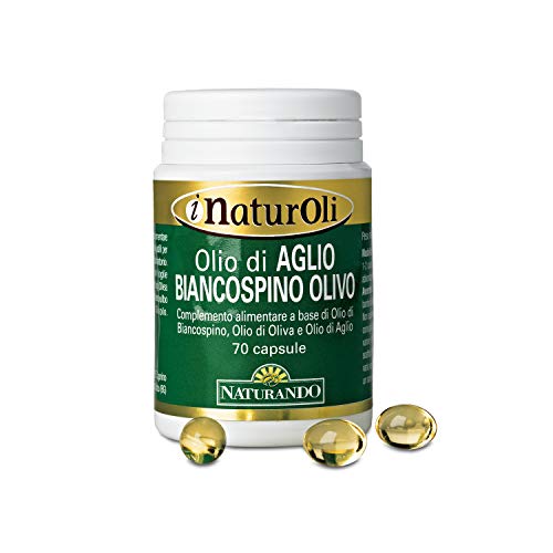 Naturando Olio di Aglio-Biancospino-Olivo 70 perle. Integratore Alimentare per il Controllo della Pressione Arteriosa