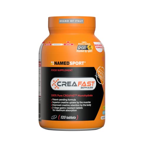 NAMEDSPORT> CreaFast®, Creatina Monoidrato in Compresse gastroresistenti con un'esclusiva composizione bifasica. 120 compresse