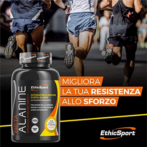 EthicSport - Beta Alanina - Barattolo da 90 cpr x 1500 mg - Integratore alimentare con azione antiossidante per sport ad elevata intensità