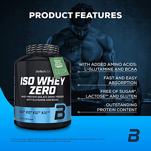 BioTechUSA Iso Whey ZERO, Lactose, Gluten, Sugar FREE, Premium Whey Protein Isolate, 2.27 kg, Cioccolato