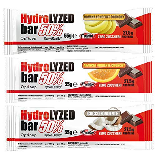 HYDROLYZED BAR 50% [BARRETTA DA 55 G] - barrette proteiche zero zuccheri (FONDENTE-CACAO, BOX DA 24 BARRETTE)