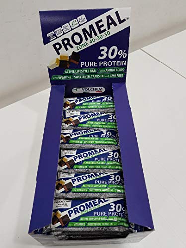 Volchem, 24 Barrette, Promeal Zone 40-30-30, Barretta Proteica, Barretta Dieta a Zona, Proteine, 50 Gr, Gusto Nocciola